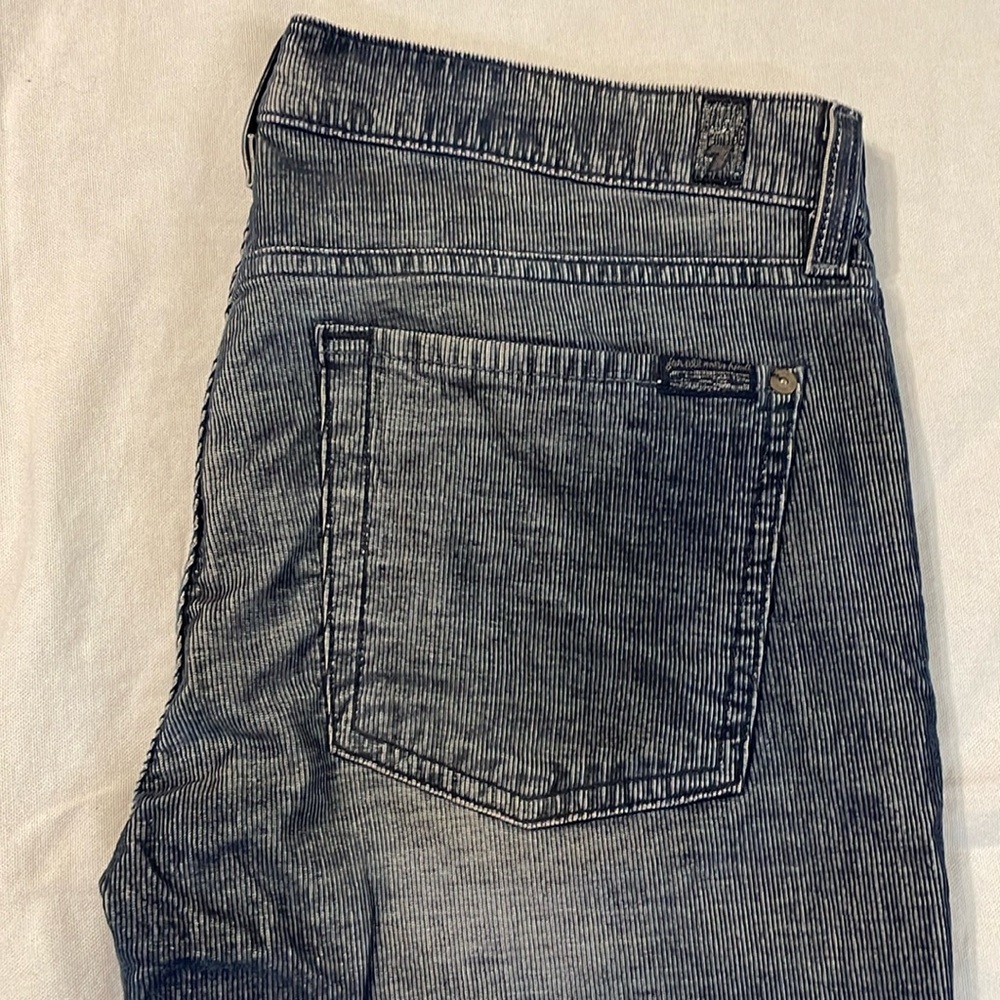 7 For All Mankind Women’s Blue Velvet Corduroy Cropped & Skinny Jeans Pants 32